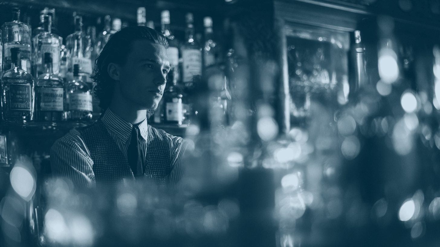 A bartender working with focus